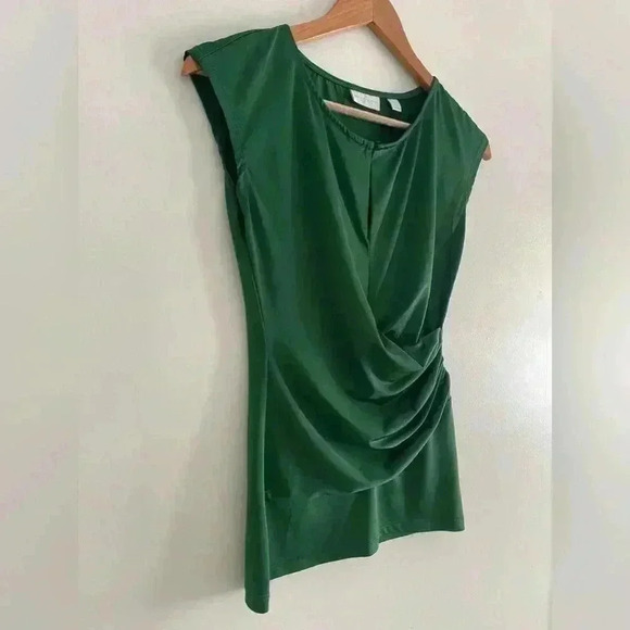 NEW YORK & CO Royal Green Dress Blouse Silhouette - Picture 4 of 5